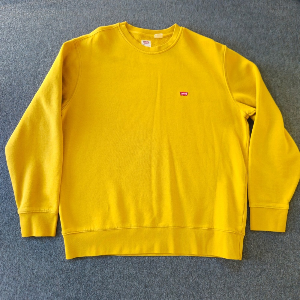 Levi's Sweatshirt L Yellow Standard Fit Crew Neck Fleece EUC Streetwear Retro